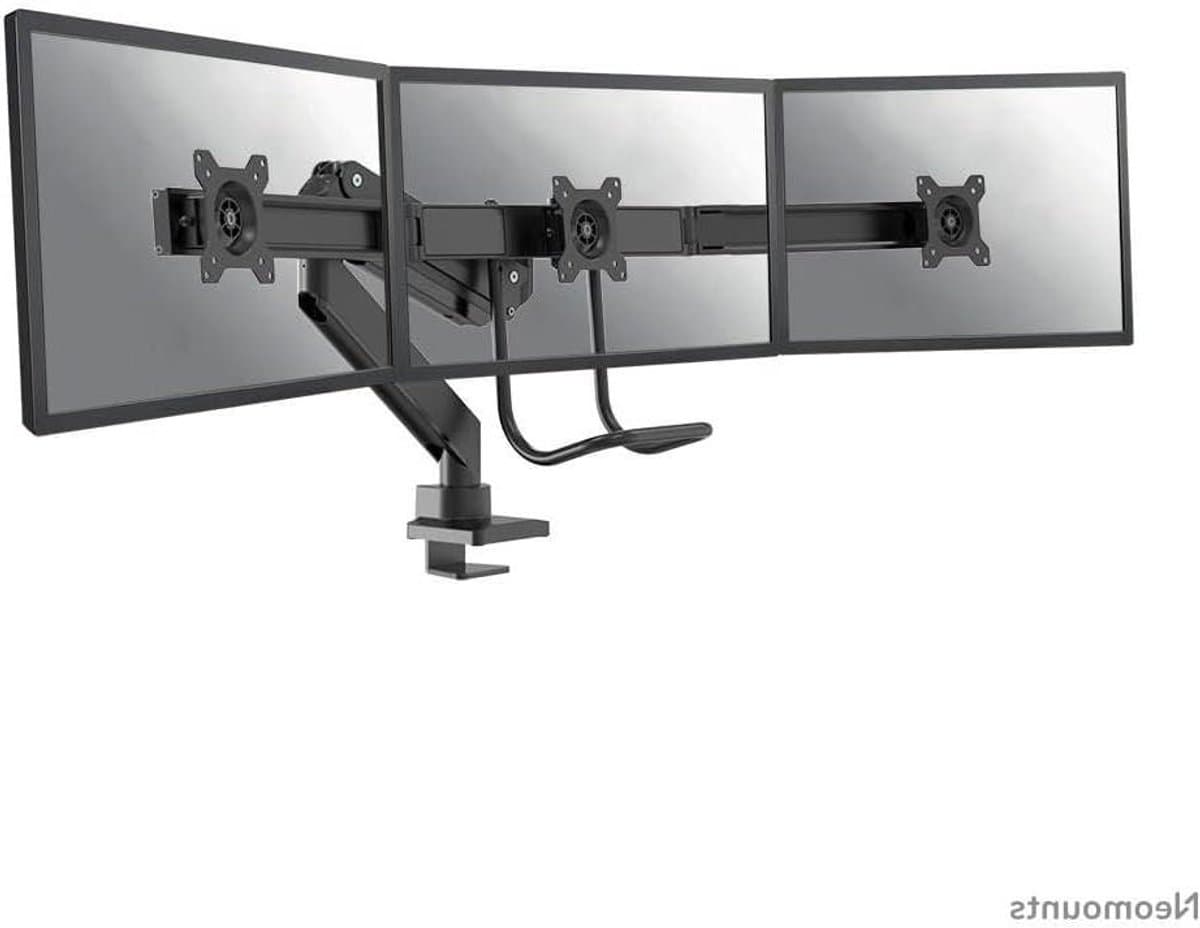 Monitor bureauarm - Drie schermen - Ergonomisch werken - Gasveer hoogteverstelling - Tot 27 inch - Zwart
