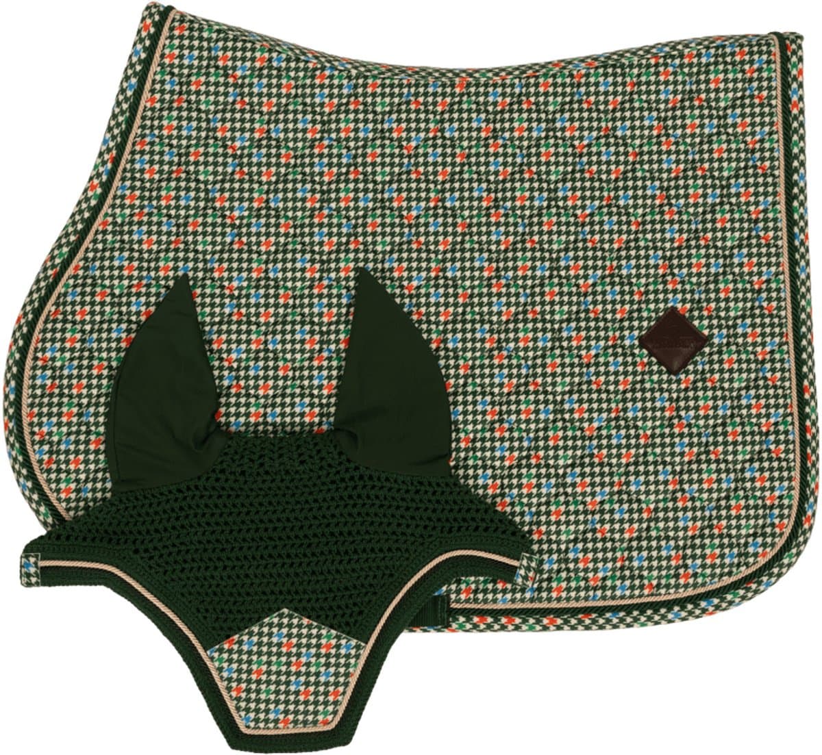 Kentucky Horsewear - Zadeldoek velvet horse pied de poule donkergroen colorfull pony