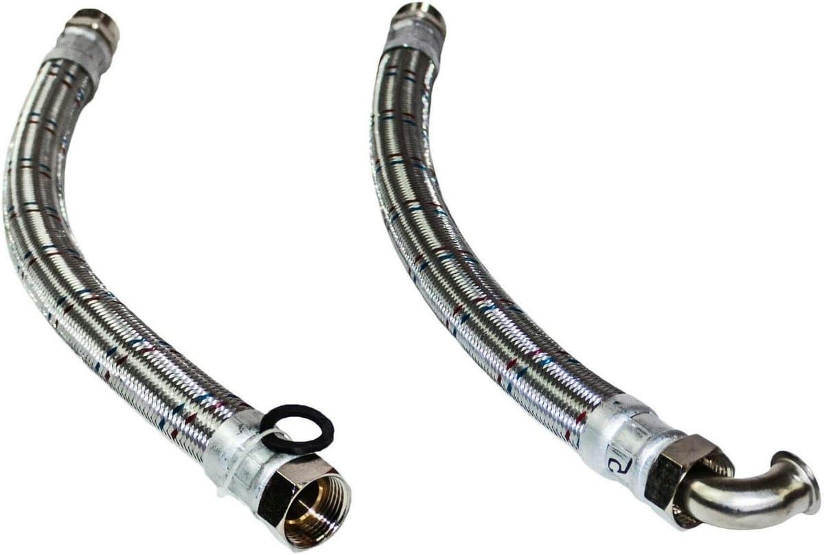 Pantserslang Flexibel - EPDM Slang - Water Installatie - Messing Aansluitingen - 30 cm - Zilver