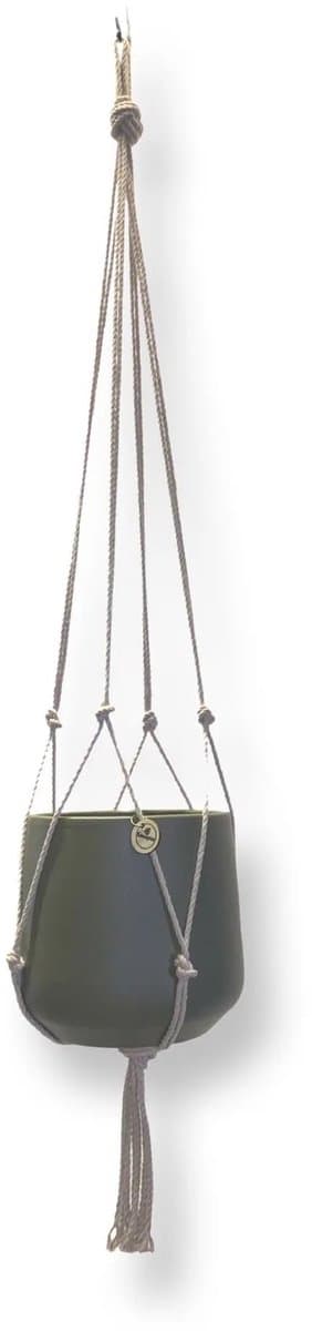 Minimalistische Plantenhanger - Kies kleur en lengte - Kleur: Linnen - 90 cm lang - Katoenkoord - Geschikt voor Pot met Diameter t/m 20 cm - Handgemaakt in ons Macramé Atelier - Prijs per Stuk - Let op: Exclusief Pot - Inclusief Verzendkosten