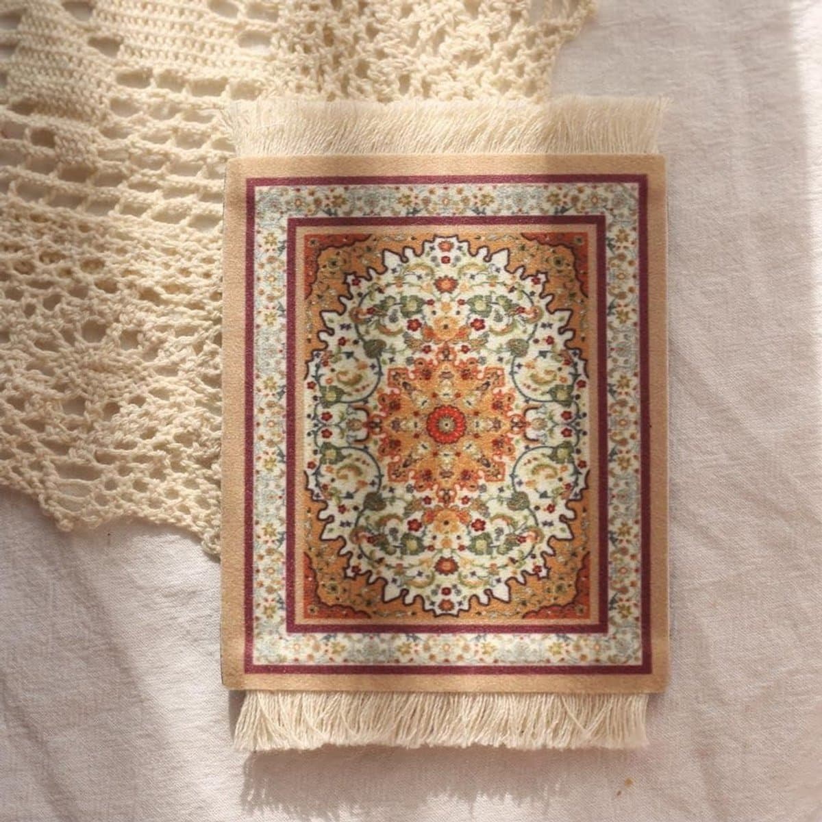 Ornamentele muismat van 9 x 11 cm voor kantoor en gaming - Persisch tapijt design, bureauaccessoire, kleine muismat voor laptop en PC