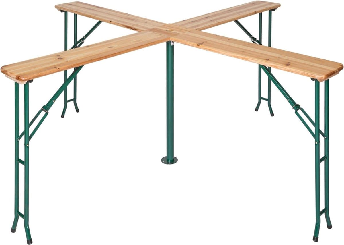 QIN® Biertafel - Biertafels - Biertafelset - 241x241x104cm - Bruin - 241cm x 241cm x 103cm