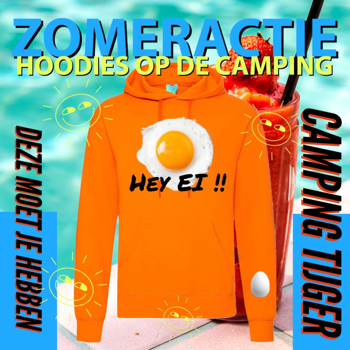 Hoodie camping - Grappige Hoodie Hey ei - Hoodie Oranje - Maat 3XL