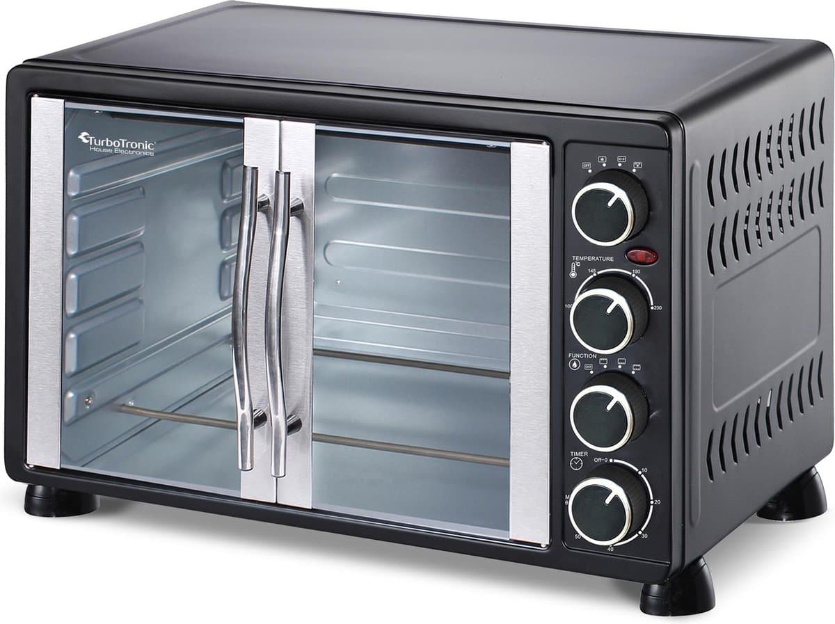 TurboTronic FEO55 Vrijstaande Oven - met Franse Deuren - 55L - Zwart