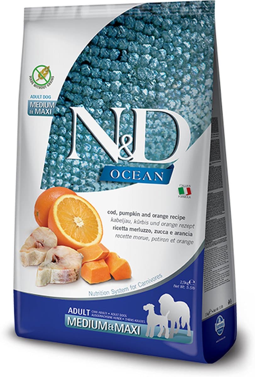 Farmina N&D Ocean Kabeljauw met Pompoen Hondenvoer voor Welpen Medium/Grote Rassen 12 kg