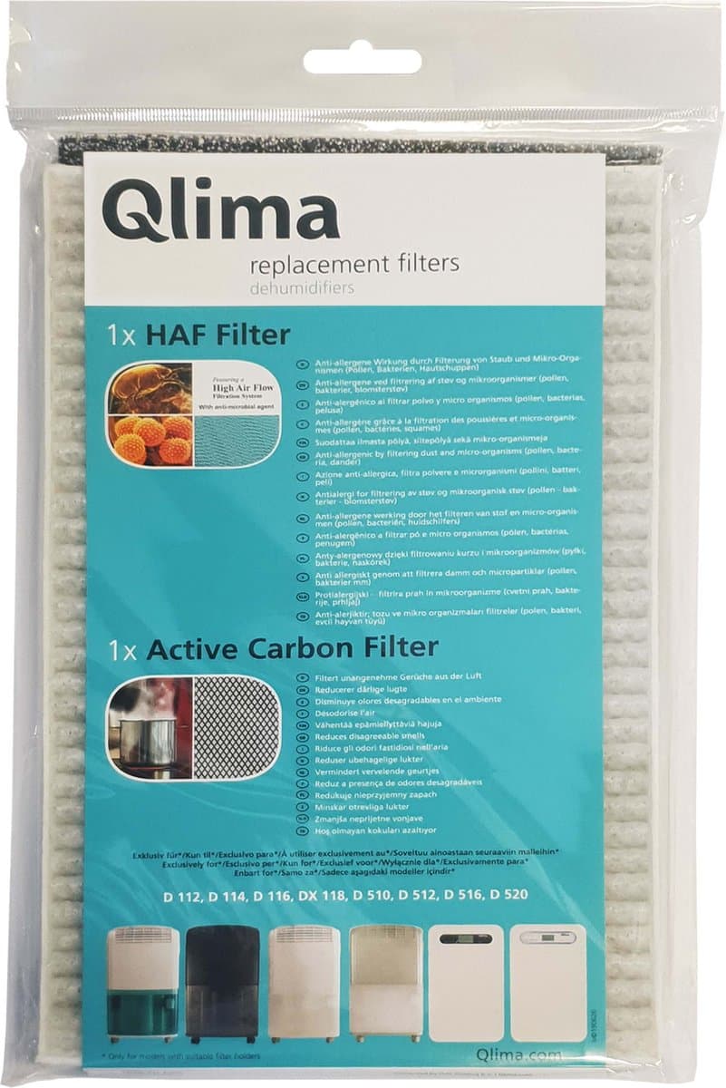 Filterset tbv luchtonvochtiger Qlima D 512, 516, 520