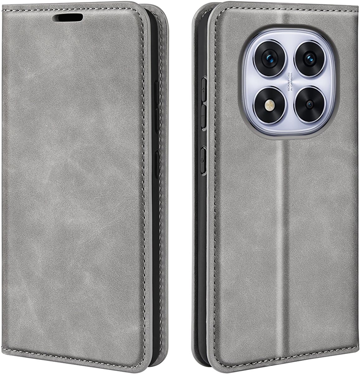 MobyDefend Hoesje - Geschikt voor Xiaomi Redmi Note 14 Pro 5G - Luxe Wallet Bookcase (Magnetische Sluiting) - Grijs