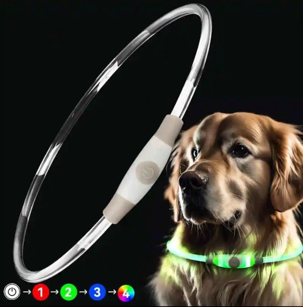 EYZ luxe Light Up Halsband, LED Halsband Licht ,Type-C USB Oplaadbare, SLOWLY FLASH en STEADY leuchten Halsband Verstelbaar op maat gesneden voor Puppy Kleine Middelgrote en Grote Honden,EYZ halsband licht op in 7 verschillende kleuren.