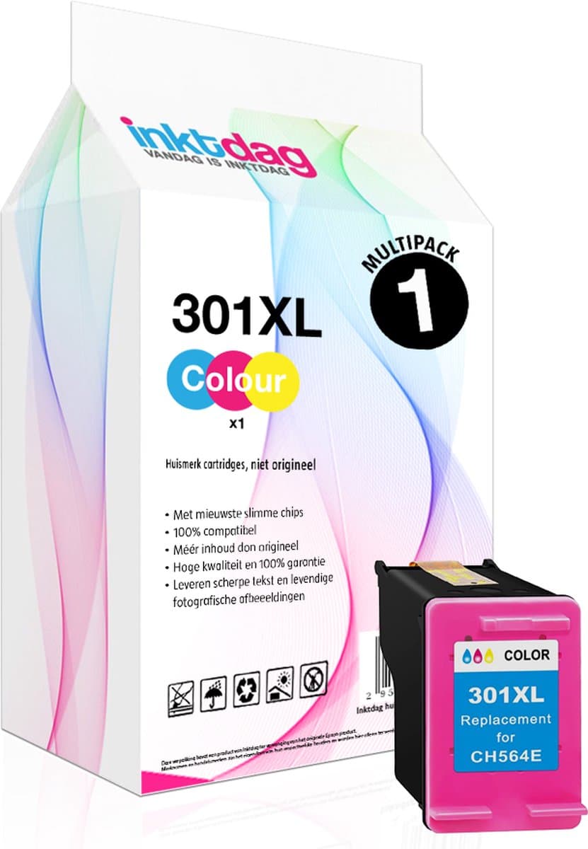 Inktdag inkcartridges alternatief voor de HP 301 xl / HP 301 inktcartridges kleur (CH564EE) pack voor HP Envy 4500 ,5530 Officejet 2620, 4630 2622 Deskjet 3050A ,2050 ,3052A ,1510 ,3050, 1000, 3000 ,2510 ,2540, 1050