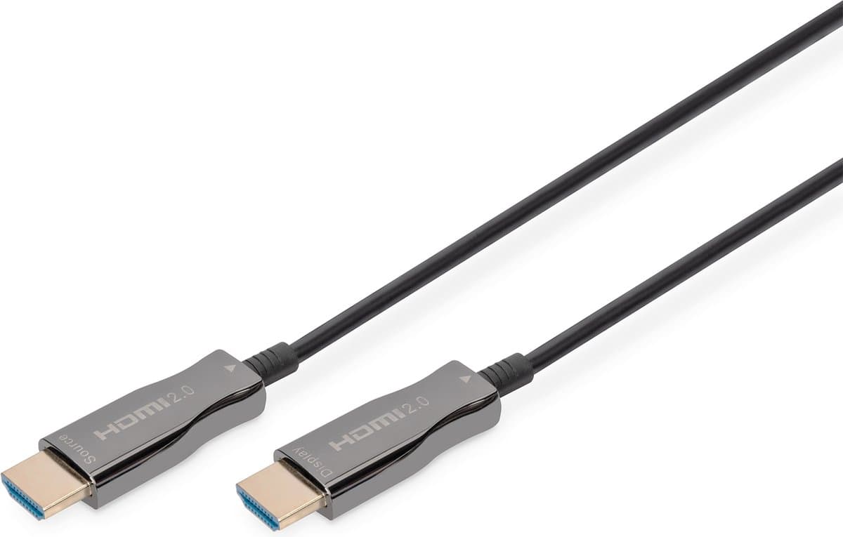 Digitus AK-330125-200-S HDMI-kabel HDMI / Glasvezel Aansluitkabel HDMI-A-stekker, HDMI-A-stekker 20.00 m Zwart 4K UHD