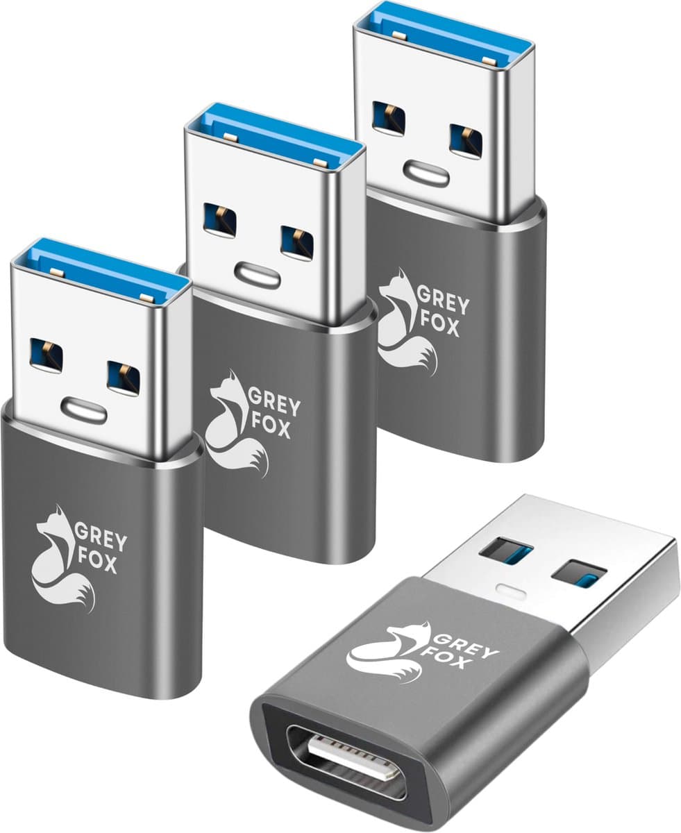 Grey Fox USB 3.2 naar USB C Converter - USB 3.2 Interface Adapter - 10Gbps - 4 Stuks - Grijs