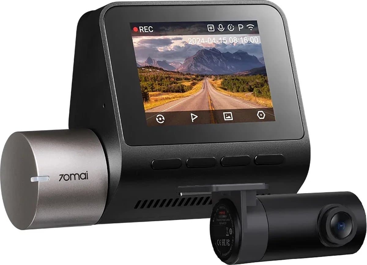 70mai Dash Cam A510 Set - Dashcam Auto met Achtercamera - Voor en Achter Opname - 3K Resolutie - Sony STARVIS 2 Sensor - HDR Nachtzicht - GPS Logger - Wifi App - Parkeerbewaking