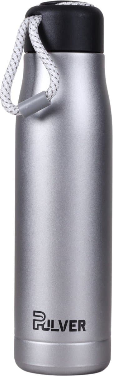 Pulver® - RVS Thermosfles / Drinkfles – BPA Vrij – 550 ml - Waterfles met draaidop – Drinkfles – Dubbele isolatie - Thermosbeker - Anti Lek - Grijs