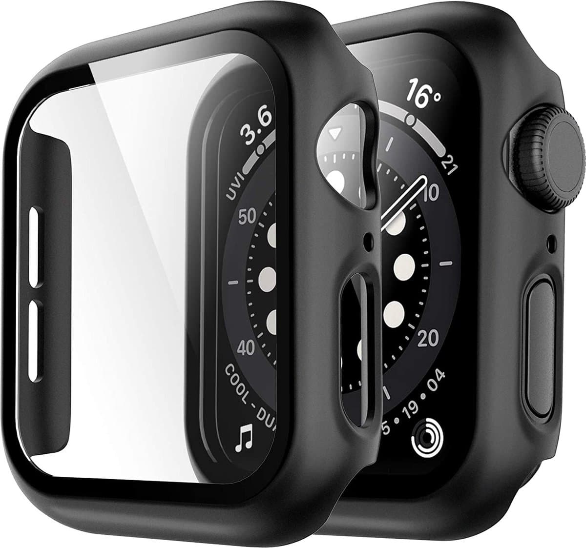 Geschikt voor Apple Watch 42mm - Hoesje + Screenprotector – Gehard Glas Cover + Shock Proof Case – Zwart