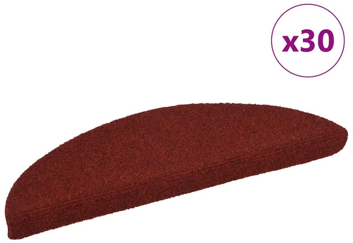 vidaXL - Trapmatten - Zelfklevend - 30 - stuks - 56x17x3 - cm - Bordeaux - Rood - Halfrond