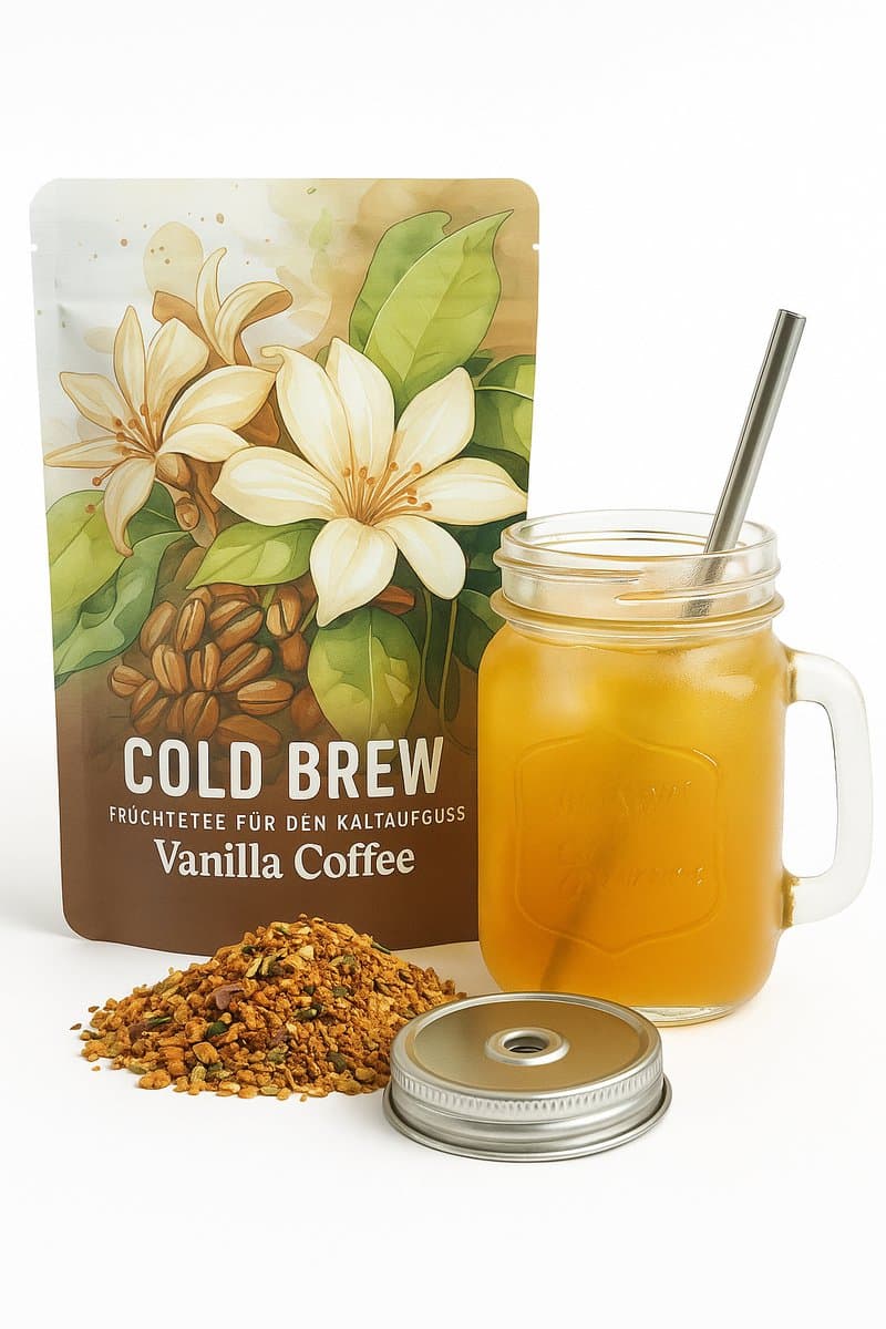 Cadeaupakket - Giftset - Cold Brew Vanille Coffee + Glazen beker Lorenzo