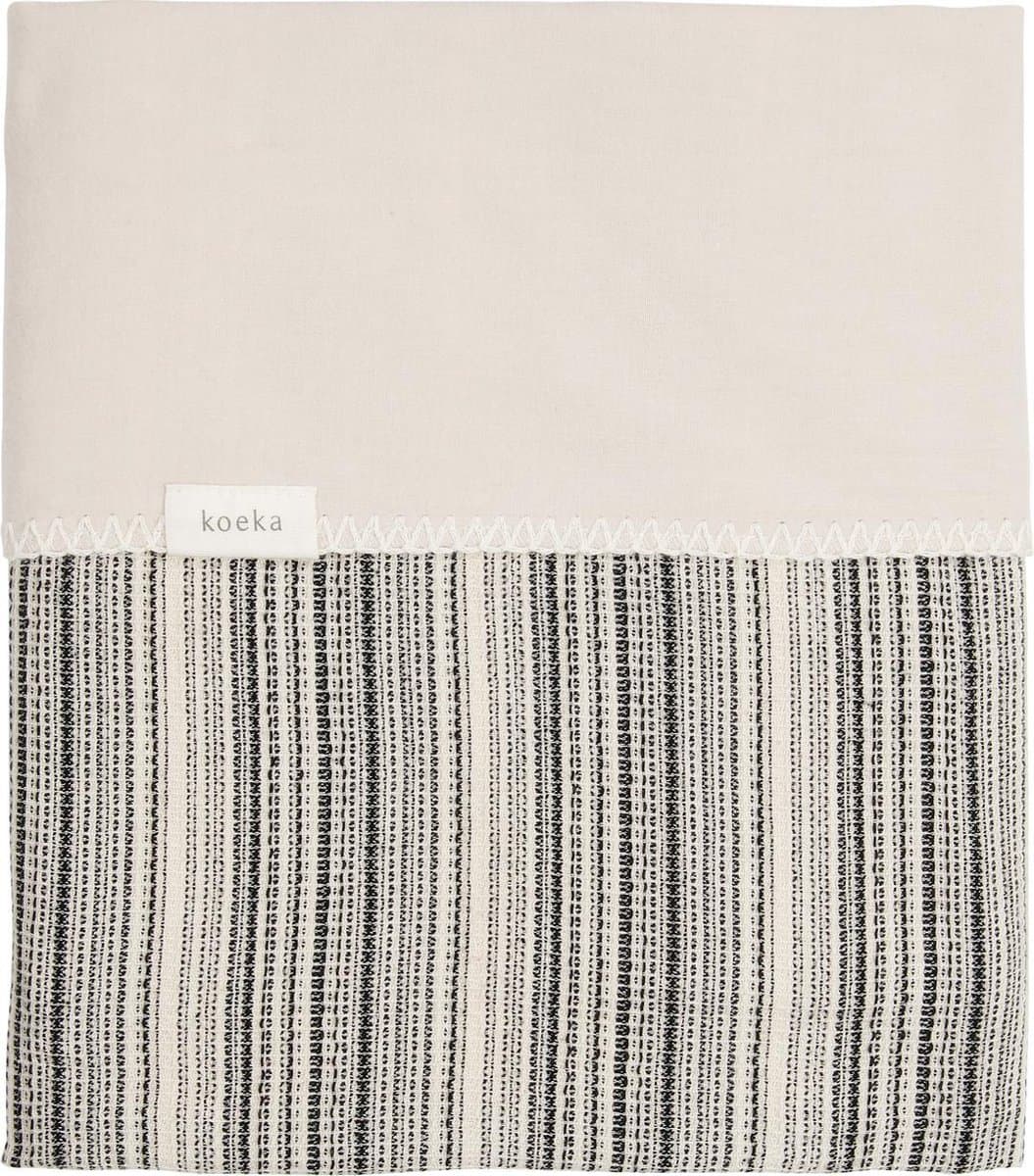 Koeka Ledikantdeken Maui flanel - black bird / zand - 100x150cm
