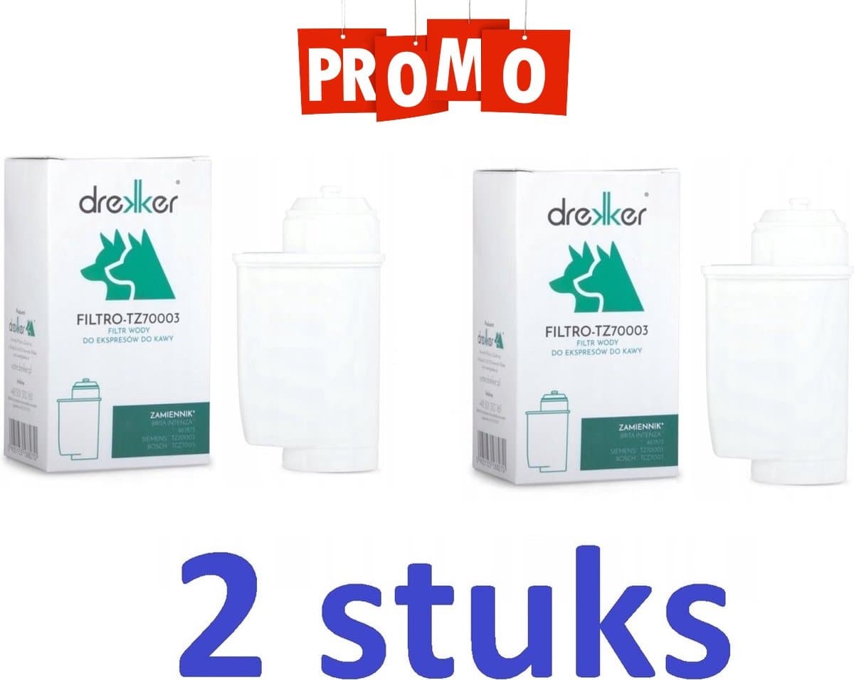 2 x Drekker FILTRO-TZ70003 - Vervangingsfilter voor Brita Intenza TZ70003 467873 17000705 - voor Siemens EQ6 koffiemachines Filter voor Bosch, Neff, Gaggenau koffiemachines. Vervang het filter elke 2 maanden of na het filteren van 50 liter water.