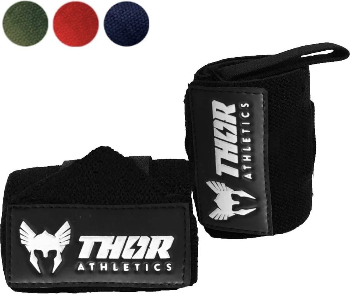 Thor Athletics Wrist Wraps - Extra Sterk - Fitness - Polsbrace voor Krachttraining - Ondersteuning voor Pols - 60 cm - Zwart - One Size