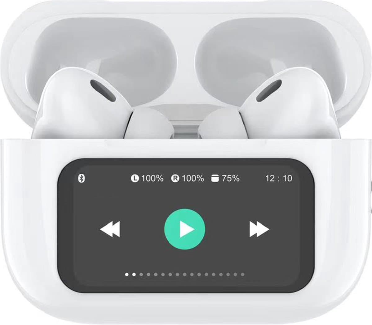 Voltma AirBeats - Draadloze Bluetooth 5.4 Oordopjes met Touch LED Display - Geluidsdempende In-Ear Oortjes met Active Noise Cancelling ANC - Earbuds Draadloos - 40 Uur Accuduur - 2-Uur Opladen - In-Ear Detectie & Touchbediening - Handsfree - Wit