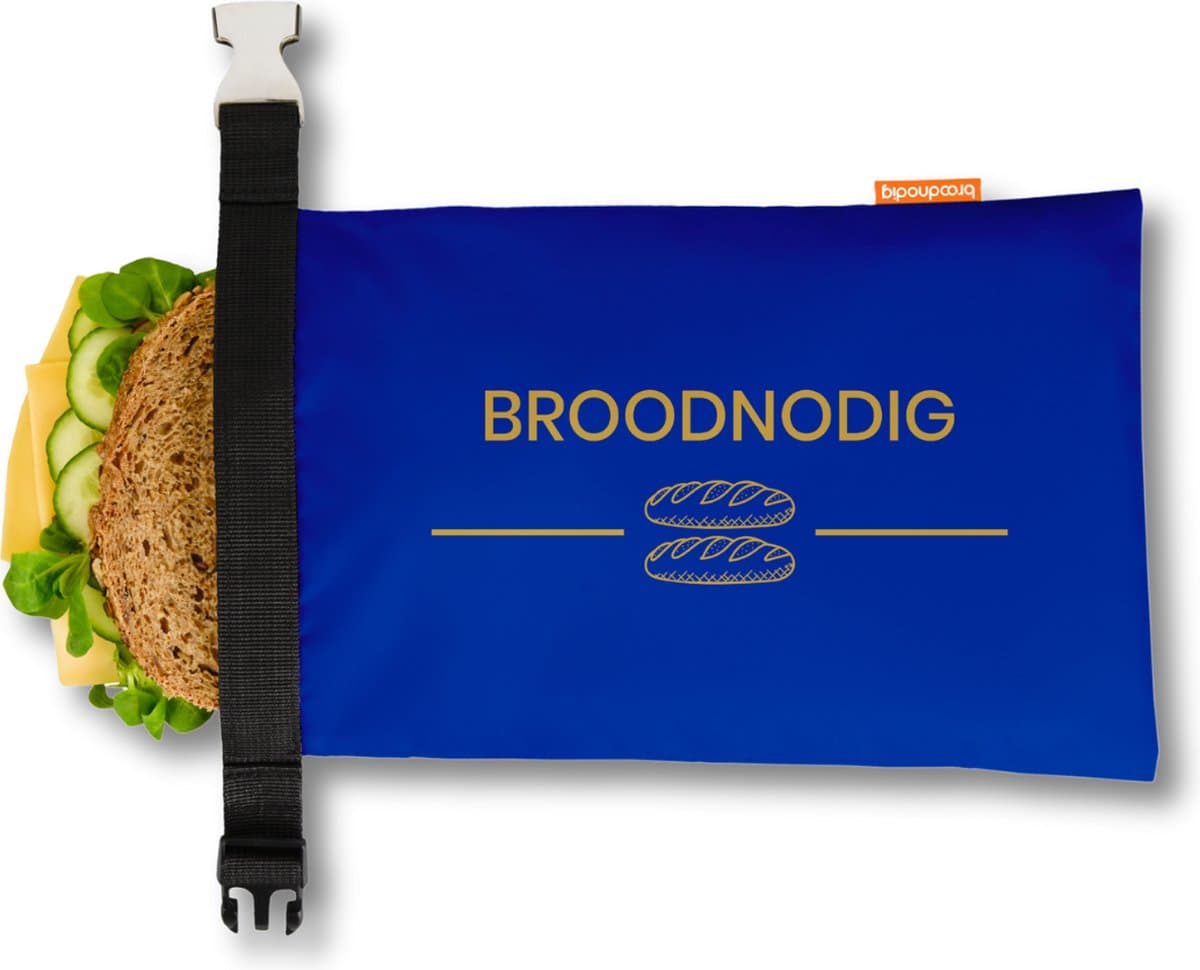 Broodnodig® - Herbruikbare Boterhamzak - van 100% Gerecyclede Flessen - Ideaal als Diepvrieszakjes - Lunchzak - Herbruikbaar Boterhamzakje - Foodwrap - Lunchbox - 30x20cm - Blauw