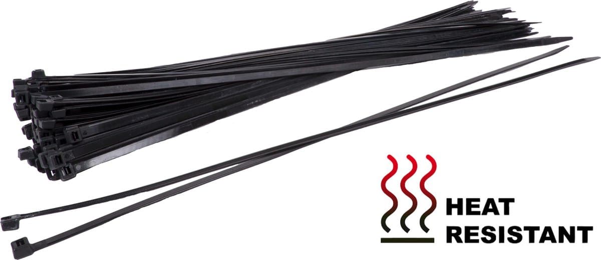 Kortpack - Hittebestendige kabelbinders/tyraps - 100mm x 2.5mm - Zwart - 100 stuks per verpakking - (099.0881)