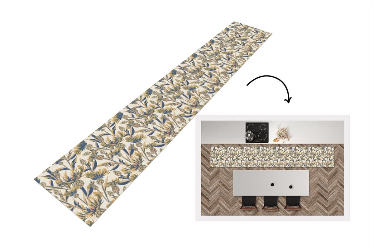 Keukenloper - Loper keuken - Bloemen - Patroon - Design - Natuur - 300x50 cm - Keukenloper vinyl
