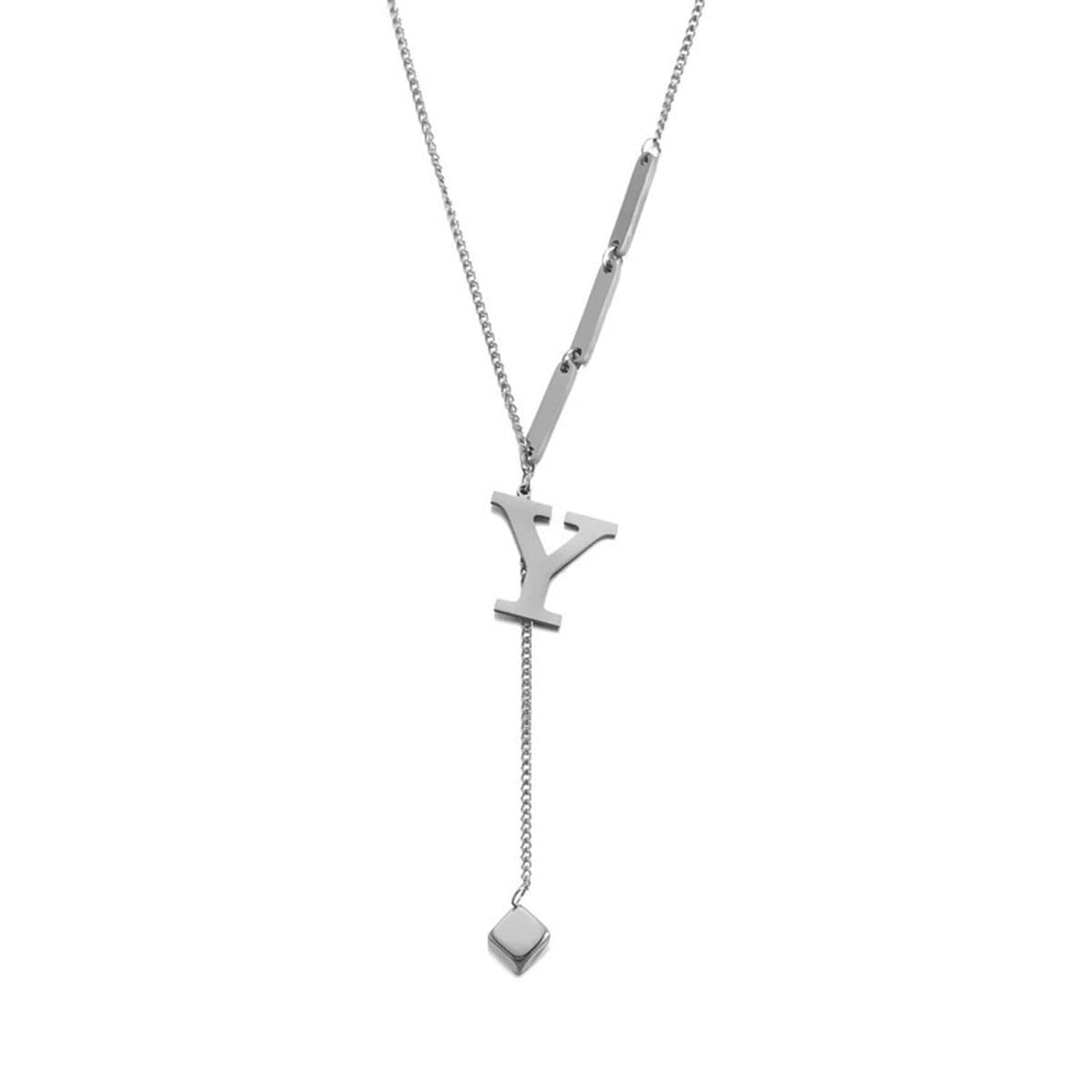 JP Family Jewelry - Deer Jewelry - Halsketting RVS Zilver - Lengte 45 + 5 cm - Letter Y