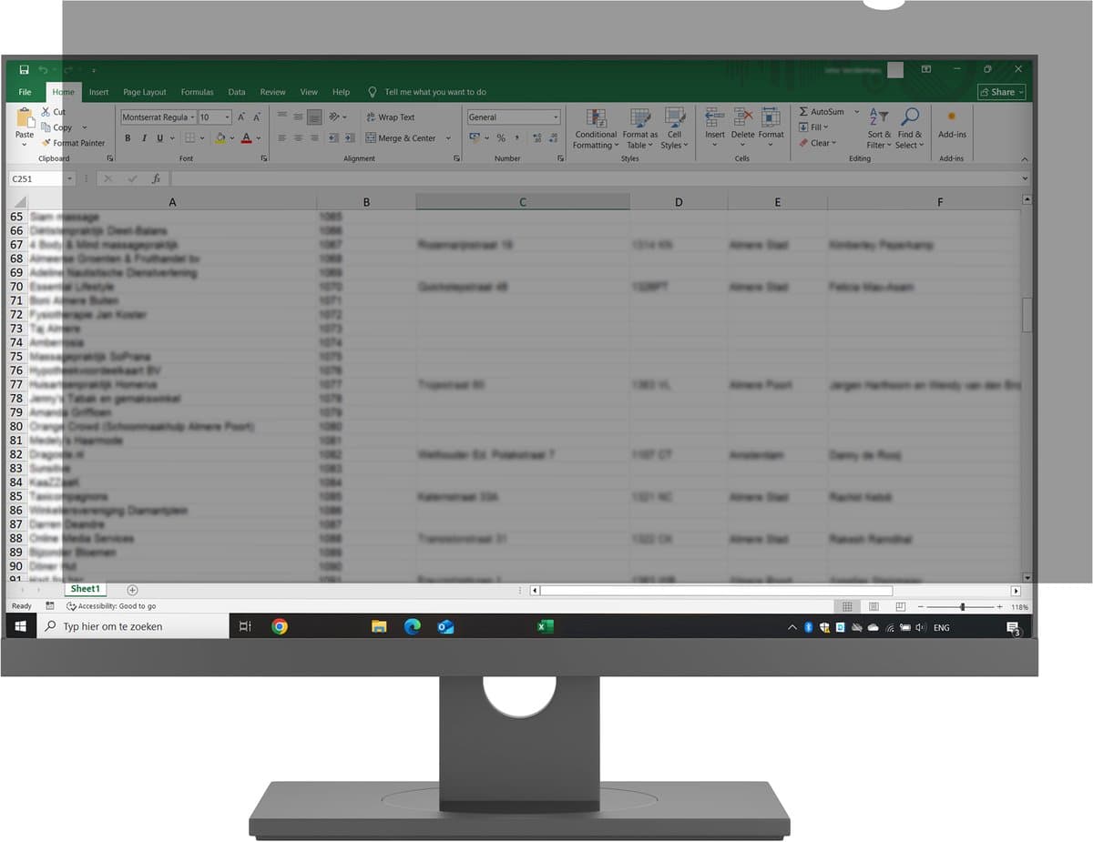 Privacy Screen Beeldscherm - 23 inch (16:9) – Voorkomt Meekijken – Inclusief Bevestigingskit – Privacy Filter – Voor beeldschermen als Samsung, LG, Acer, HP, Asus, Lenovo, Dell, Iiyama en Philips.