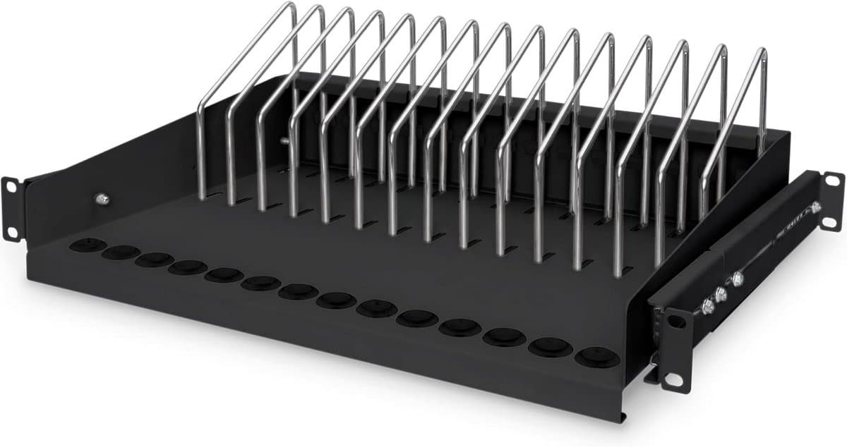 Uittrekbare 19 inch Serverkast Legplank voor 14 Tablets en Laptops