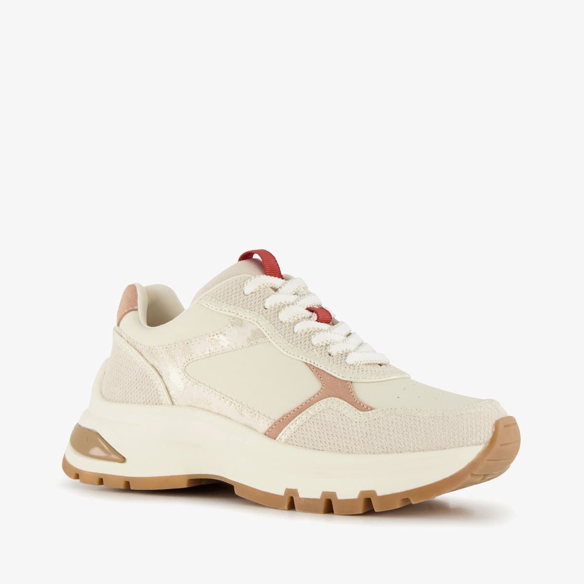 Harper leren dames sneakers met luipaardprint beige - Maat 41 - Uitneembare zool