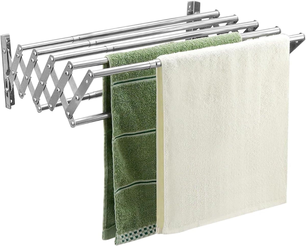 SCH® Wanddroogrek Inklapbaar - Wanddroogrek - Zilver - 43cm x 5cm x 12cm