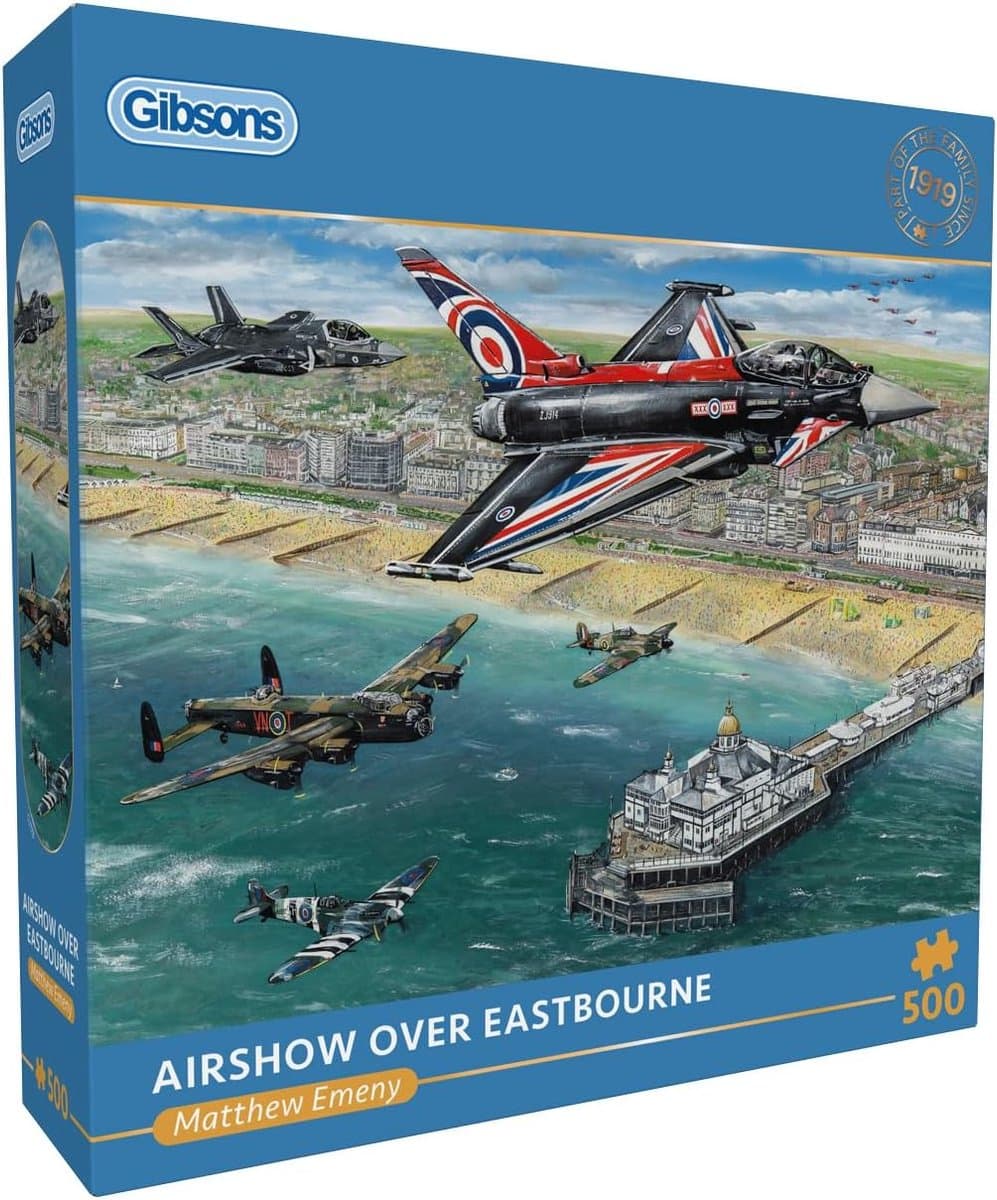 Gibsons - Vliegshow boven Eastbourne ("Airshow Over Eastbourne") - Matthew Emeny - 500 stukjes - 48×34cm - Legpuzzel voor Volwassenen