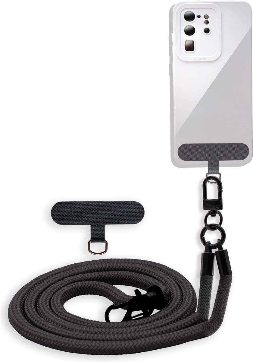 Cadorabo mobiele telefoonketting geschikt voor LG STYLO 3 in ZWART met verstelbaar riemkoord om om je nek te hangen