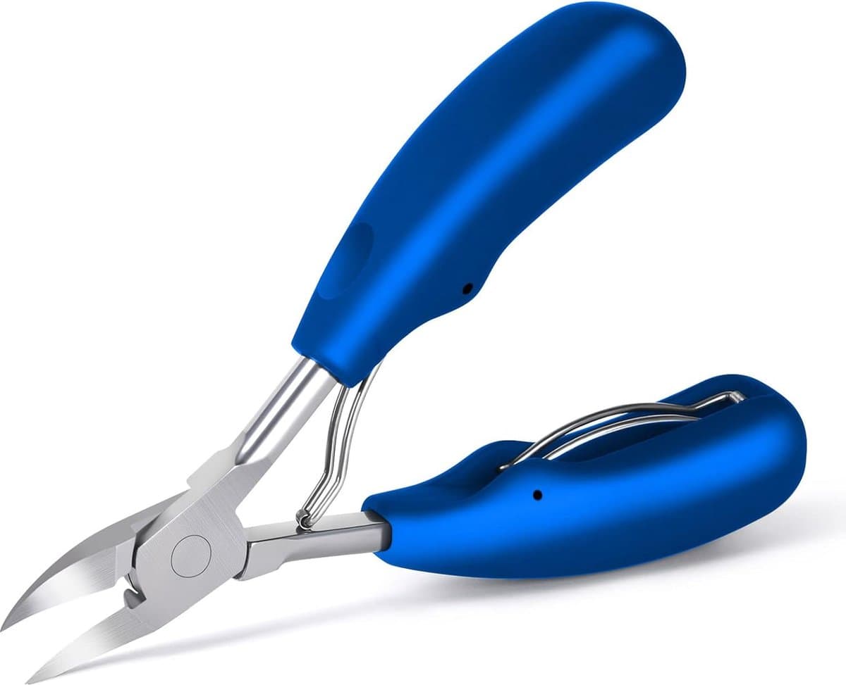 nagelknipper, professionele nagelschaartje, nagelknipper voor dikke en ingegroeide teennagels en vingernagels, nagelknipper van roestvrij staal met antislip grip (Blauw)