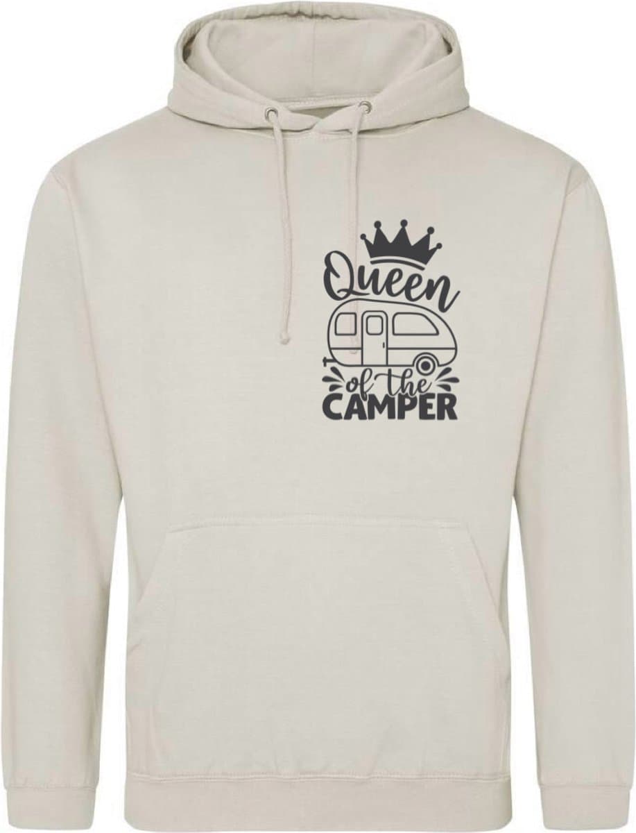 Camping hoodie - Hoodie Beige - Queen of the camper - Dames - Maat XXL