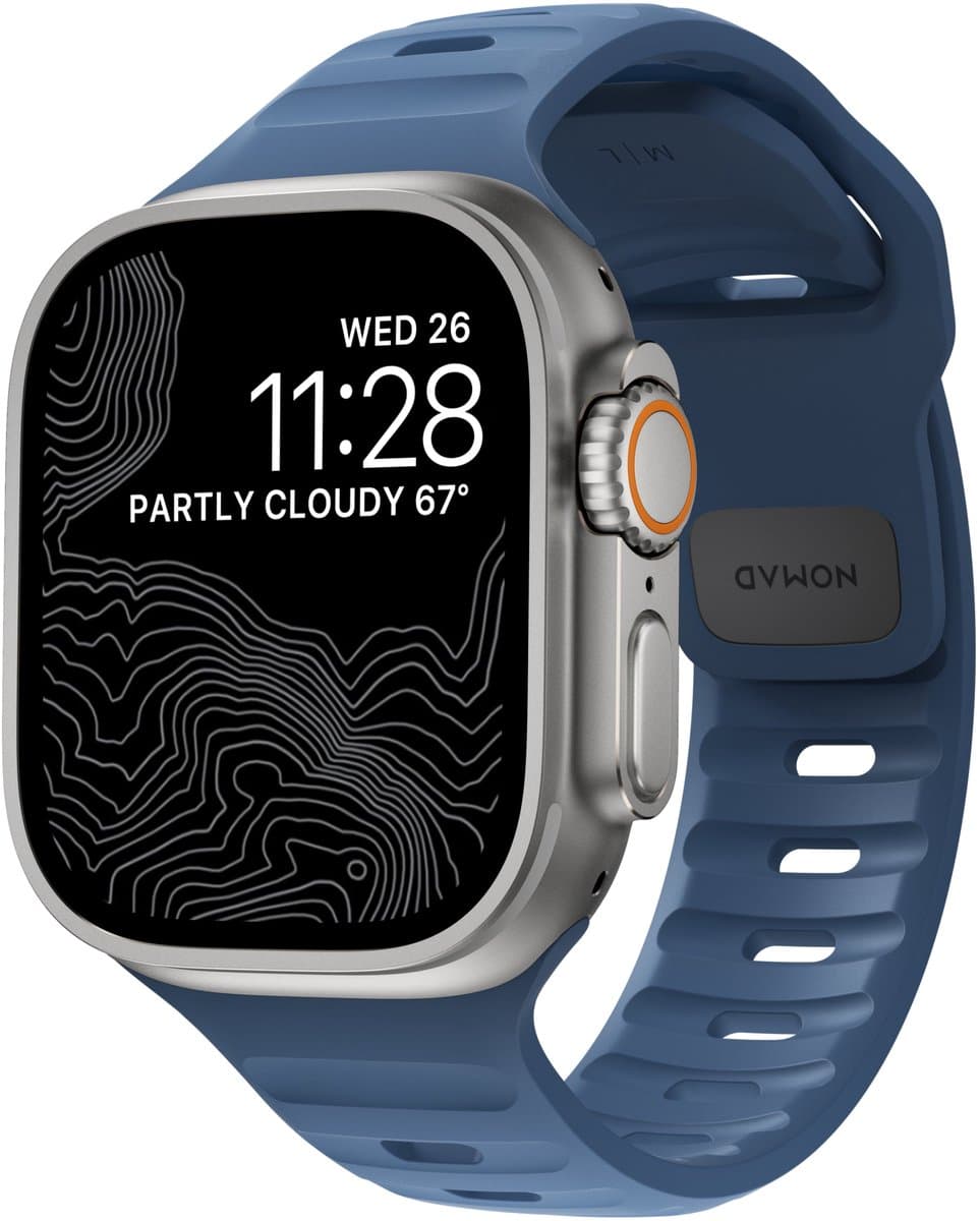Nomad Sport Horlogeband Slim Waterproof 45/46/49 mm – FKM Fluorelastomeer Rubber – 100% Waterdicht – Weerstaat een Laterale Uitschuifkracht van 5-20 kgf - Blauw