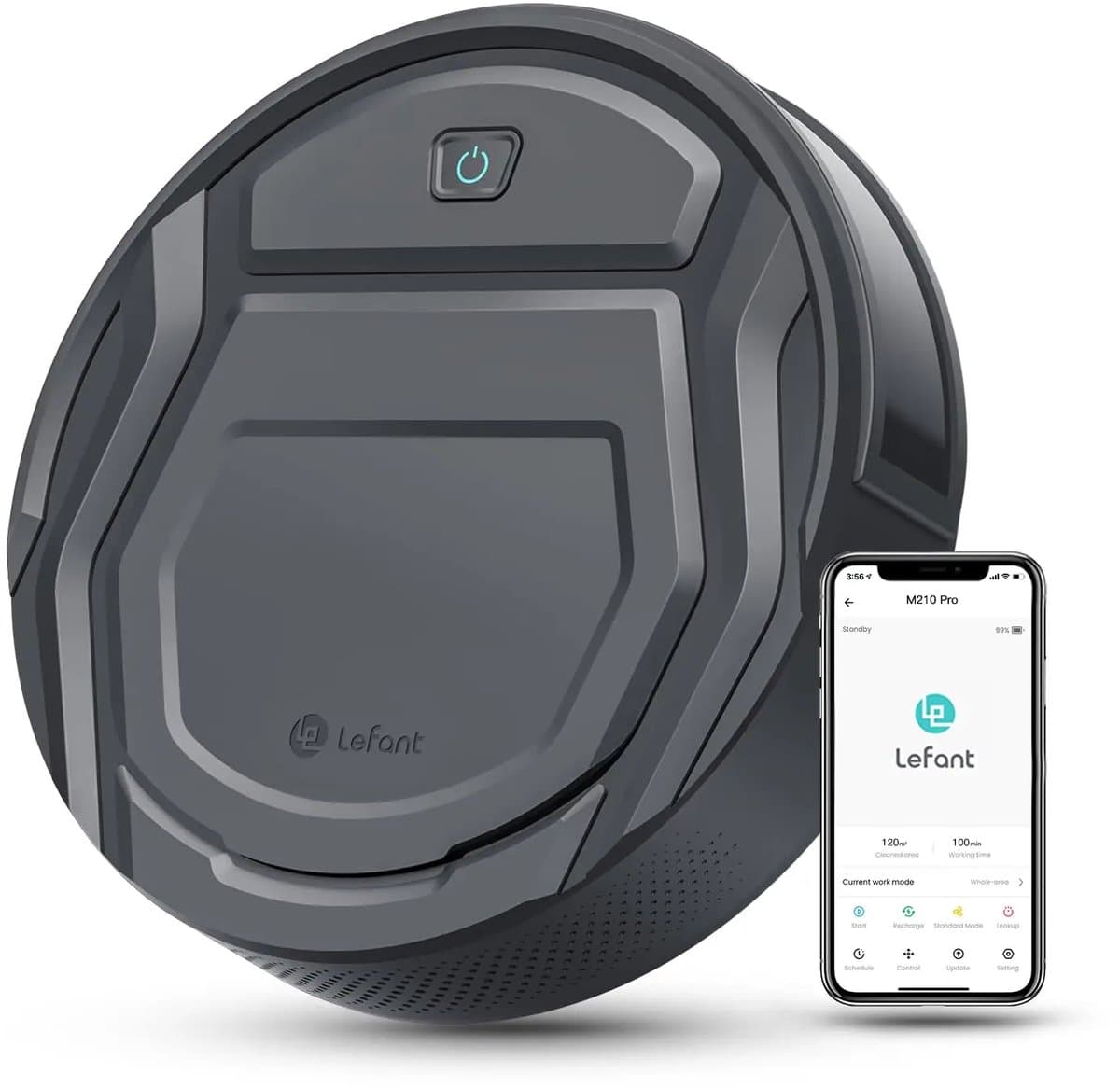 CYRO - Robotstofzuiger - Robot Stofzuiger - Robotstofzuigers - Automatisch opladen - via Wi-fi/app/Alexa - 120min looptijd - Zwart