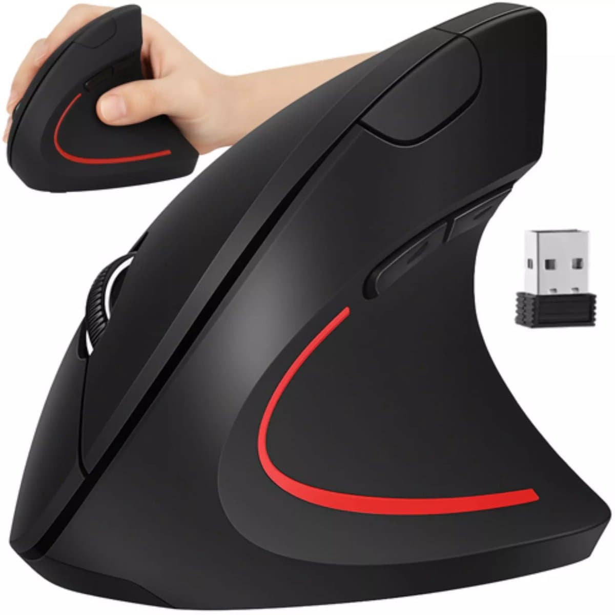 Izoxis draadloze verticale muis – ergonomisch en comfortabel – met USB-ontvanger