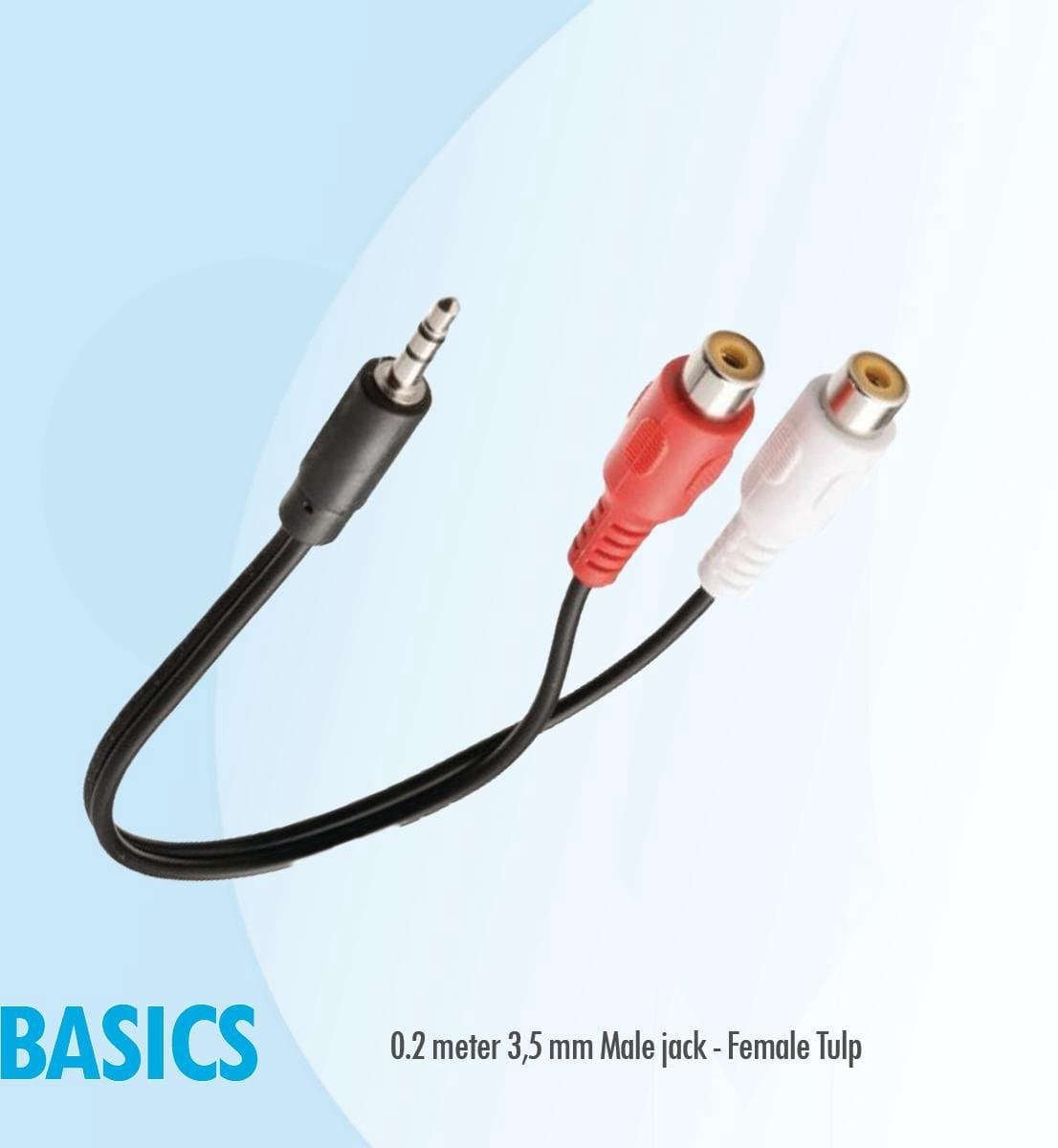 Basics 3,5 mm Jack naar Tulp RCA Verloopkabel - 0,2 m Audio Adapter