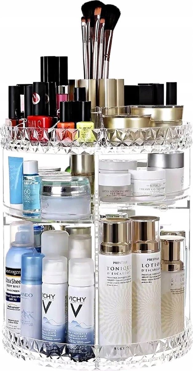 Bobbel Home Makeup Organizer – Skincare Organizer – Draaibare Organizer – Beauty & Parfum Organizer – Opbergdoos Cosmetica – voor Badkamer en Makeuptafel - Transparant