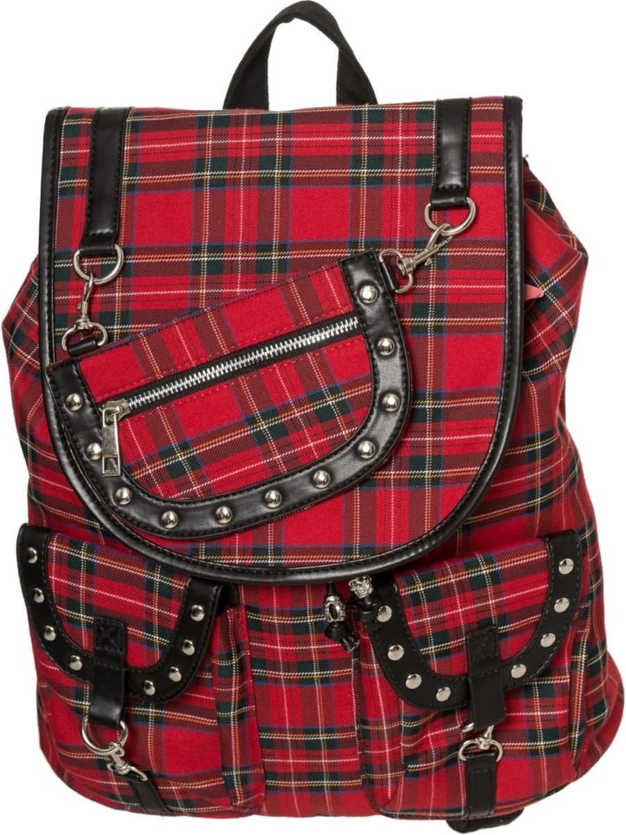 Banned Red Tartan Backpack Dames Rugtas - zwart/rood - Standard