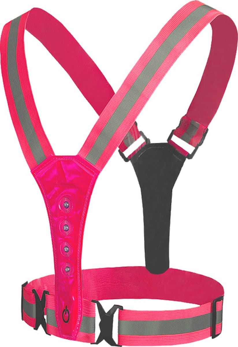 Finnacle - Hardloopverlichting - Reflectie voor hardlopen - Reflectievest - Roze - Veiligheidsvest - Hardloop Accessoires - LED Hardloopvest - Rood licht