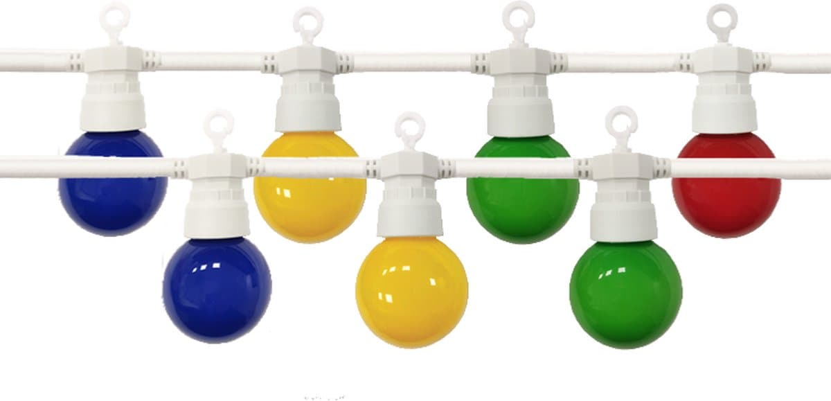 LED String Light 13M 20st IP65 6W Monokleur - Zwarte kabel - Koel wit licht - Overig - Zwart - Wit Froid 6000K - 8000K - Zwart - SILUMEN