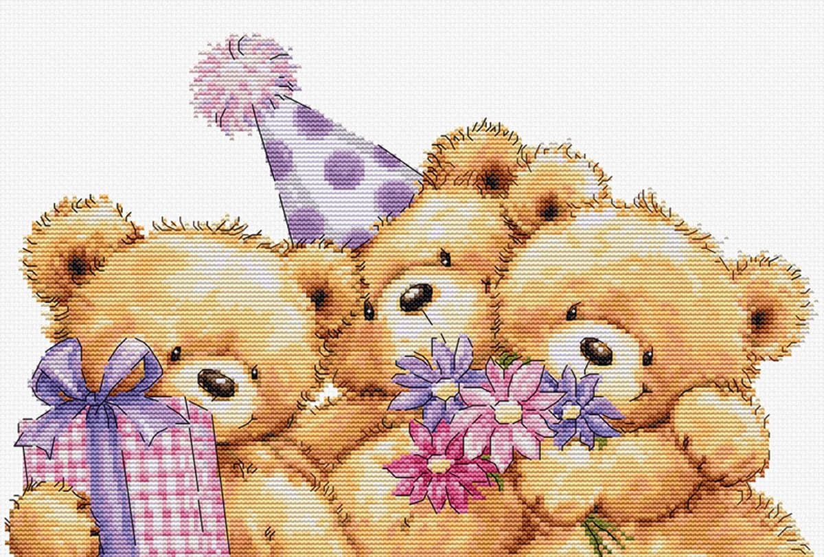 Luca-S Three Party Bears borduren (pakket) B1411