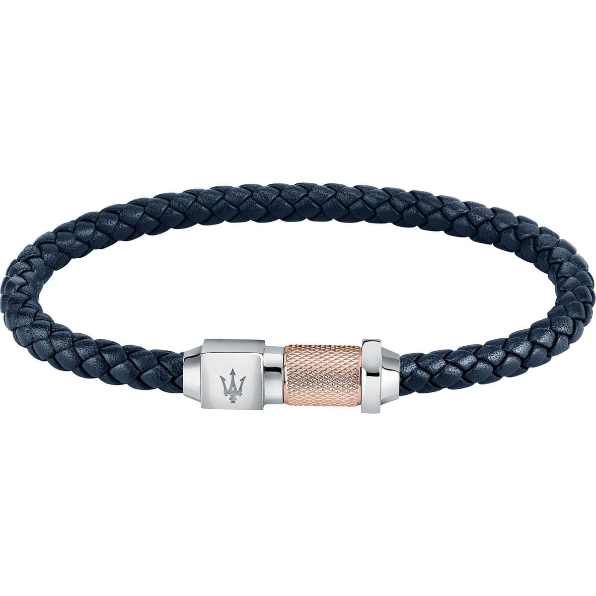 Maserati heren armband roestvrij staal, leer, gerecycled One Size Blauw 32024110