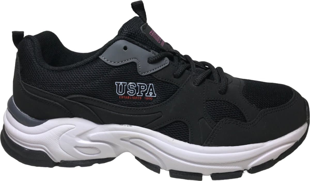 U.S. Polo Assn. - Fox - Mt 38 - Sportieve veter sneakers - zwart fuchsia