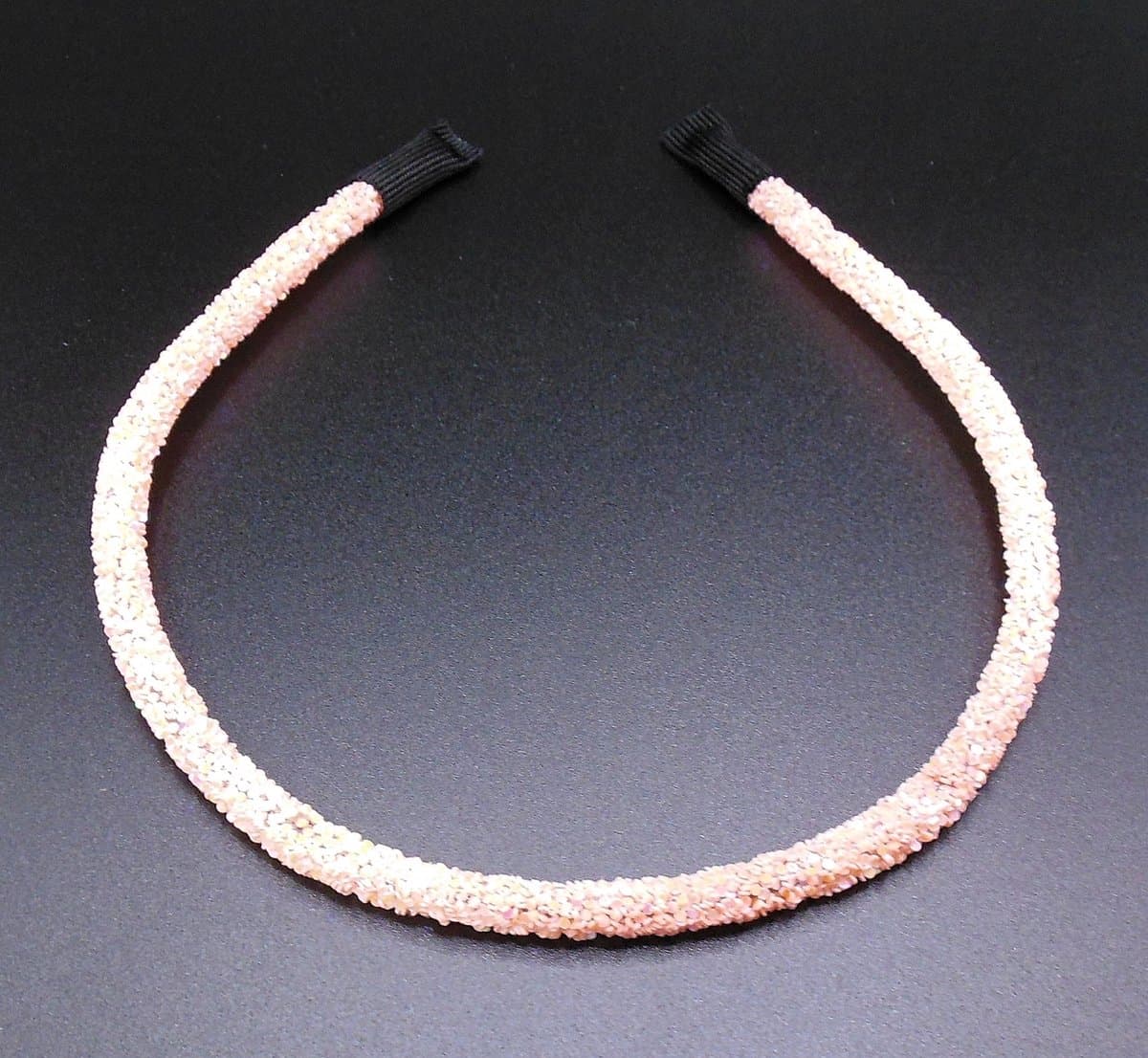 Diadeem zalm kleur glitter dun