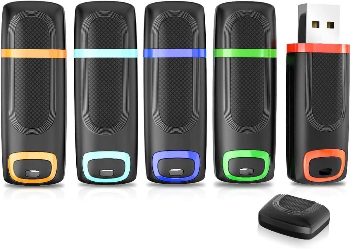 Vansuny 5 stuks 64 GB USB stick USB 3.0 flashdrive tot 80 MB/s leesgeheugenstick cap ontwerp pendrive (64 GB, blauw cyaan groen oranje rood)