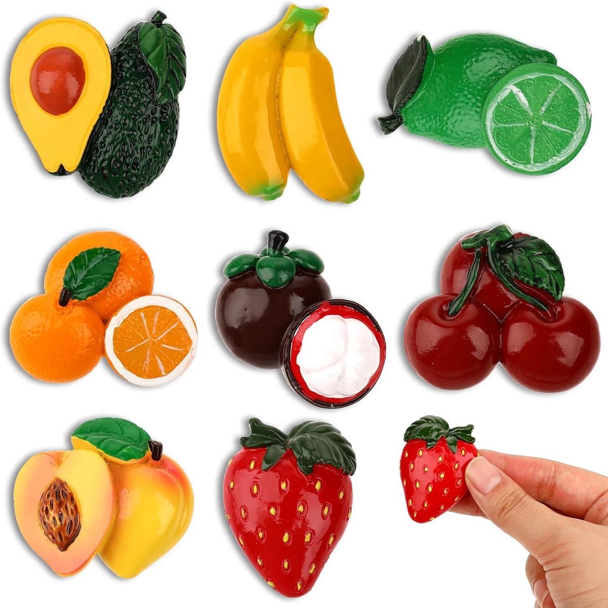 Luxe 3D Fruit Magneten voor de Koelkast - 8 Delige Cartoon Set